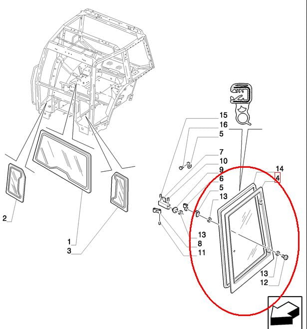 СТЕКЛО С ПРАВОЙ СТОРОНЫ NEW HOLLAND CASE 5182188