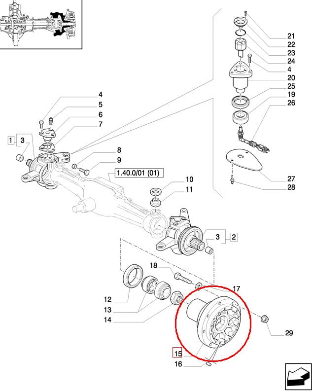 СТУПИЦА ПЕРЕДНЕГО КОЛЕСА NEW HOLLAND CASE STEYR 87341362