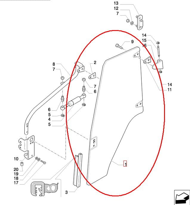 СТЕКЛО ПРАВОЙ ДВЕРИ NEW HOLLAND CASE 87302768
