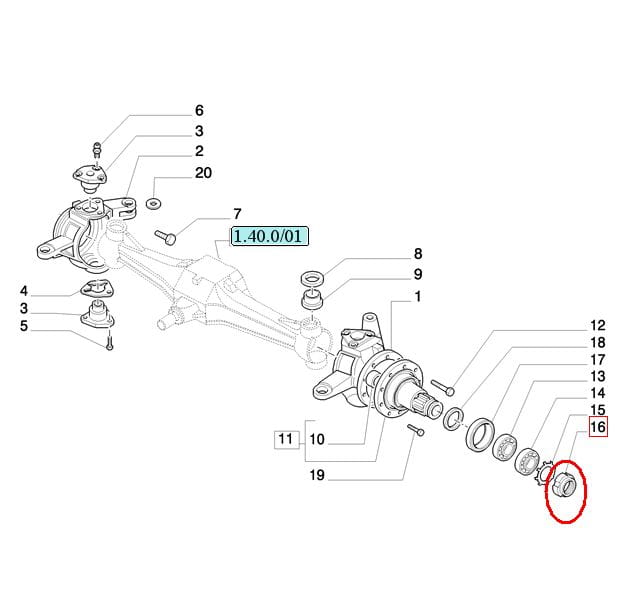 ГАЙКА ПЕРЕДНЕЙ ОСИ NEW HOLLAND CASE 5124794