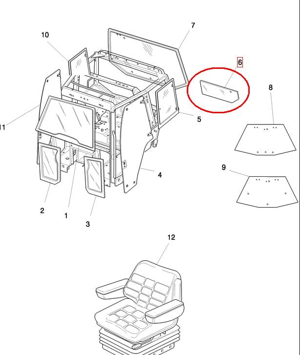 СТЕКЛО ЗАДНЕЕ НИЖНЕЕ NEW HOLLAND CASE 82000485