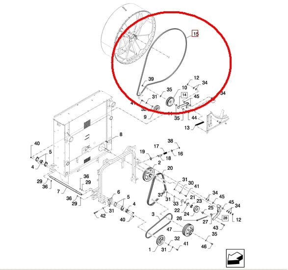 РЕМЕШОК ДЛЯ ПОВОРОТНОЙ КОРЗИНЫ NEW HOLLAND CASE 87374615