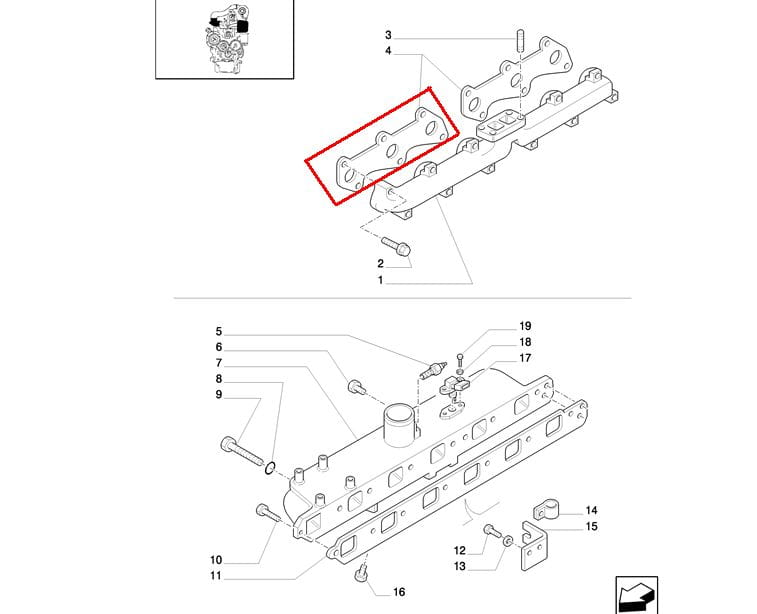 ПРОКЛАДКА ВЫПУСКНОГО КОЛЛЕКТОРА NEW HOLLAND CASE 83999220-87801658