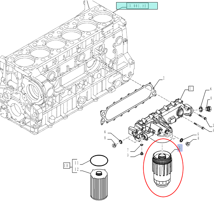 МАСЛЯНЫЙ ФИЛЬТР ДВИГАТЕЛЯ NEW HOLLAND CASE 5801592262 - 2996416 - 87495056 - 504192850 - 504213800