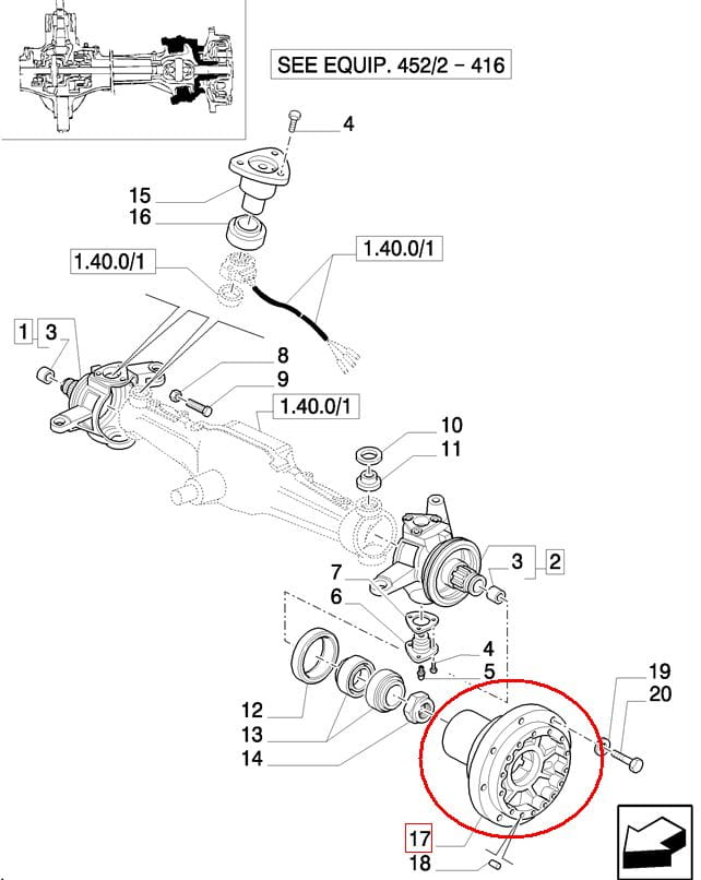 СТУПИЦА ПЕРЕДНЕГО КОЛЕСА NEW HOLLAND CASE STEYR 87341364 - 5156065 - 87543151 - 47924204