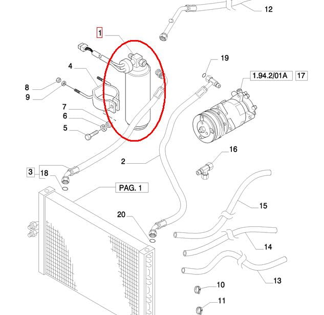 ОСУШИТЕЛЬ ВОЗДУХА NEW HOLLAND CASE STEYR 5155867 - 5165615 - 322314100