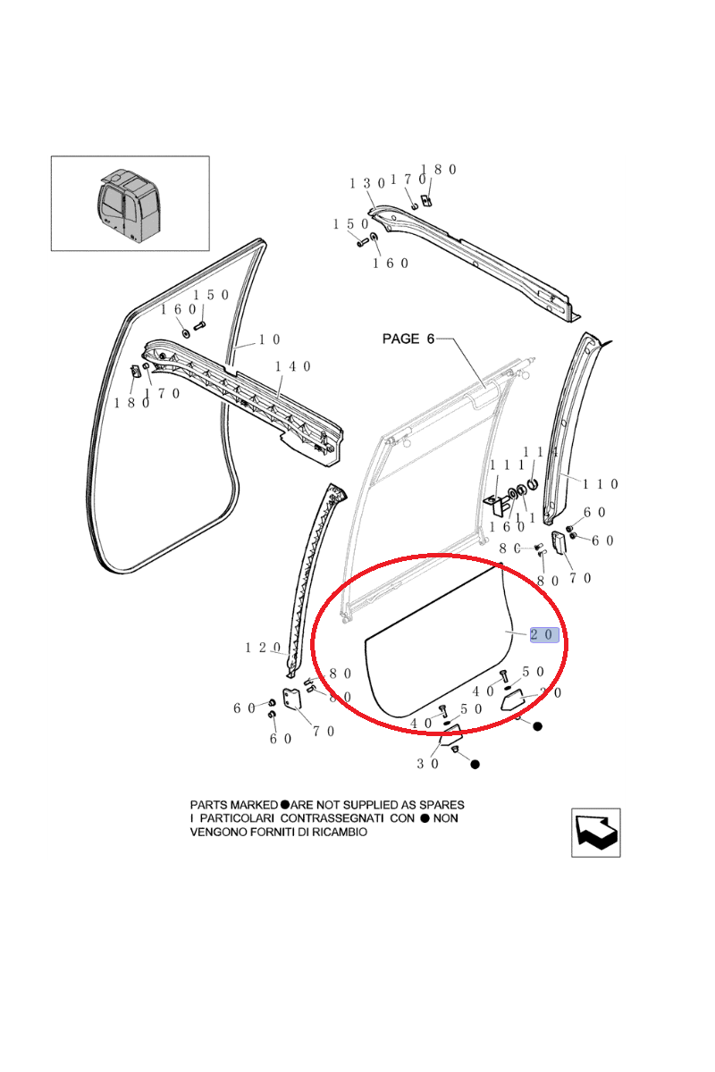 Стекло заднее нижнее New Holland CNH 72106390