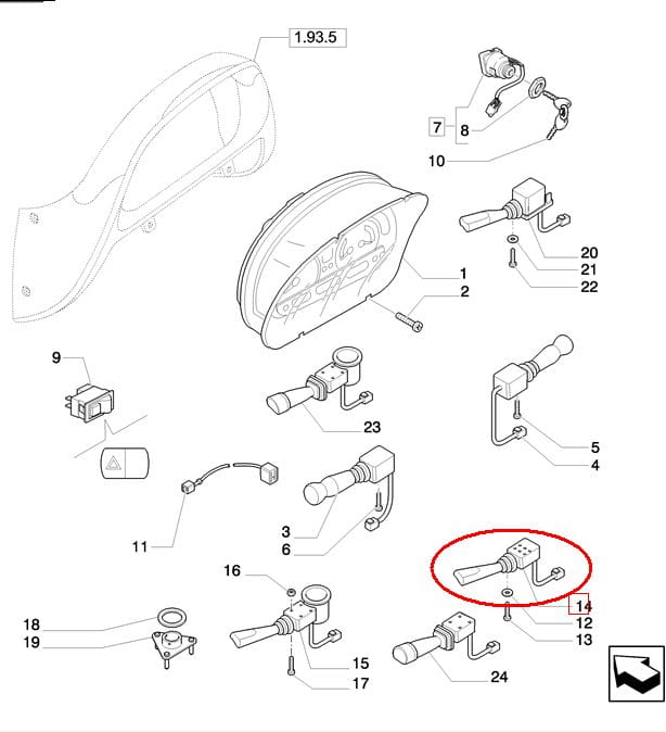 РЫЧАГ ПЕРЕКЛЮЧЕНИЯ НАПРАВЛЕНИЯ NEW HOLLAND CASE 87471810 - 87664528 - 87709221