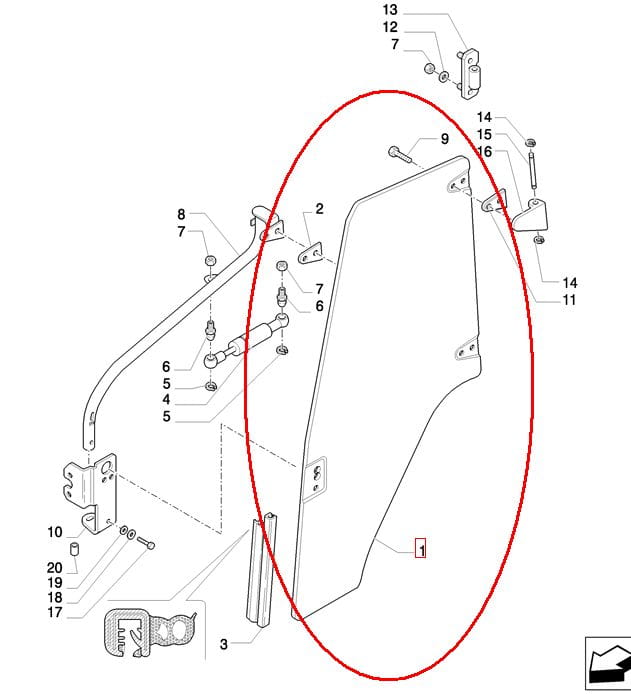СТЕКЛО ДВЕРИ ЛЕВОЕ NEW HOLLAND CASE 87302769