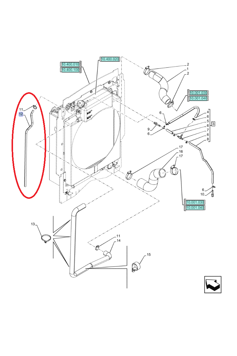 Переливная трубка New Holland Case CNH 87616934