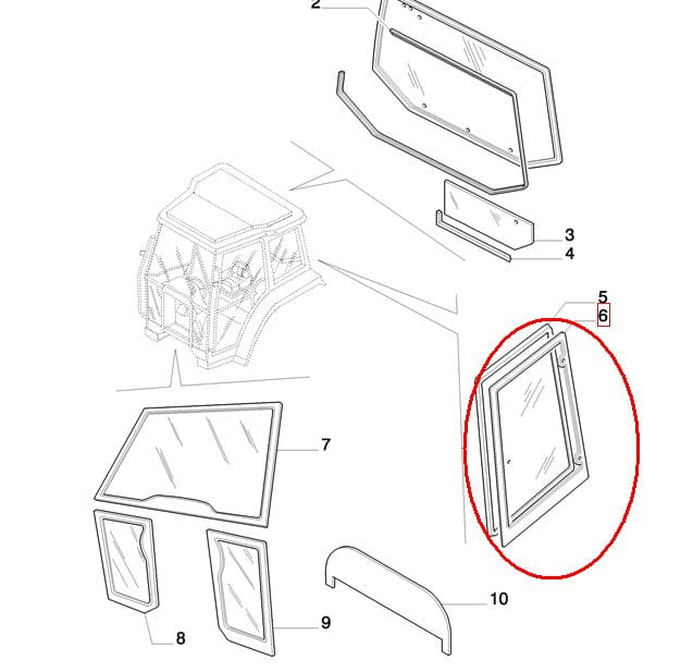 СТЕКЛО БОКОВОЕ ЛЕВОЕ НАКЛОННОЕ NEW HOLLAND CASE 82029321 - 82009813-E9NN9429711AA