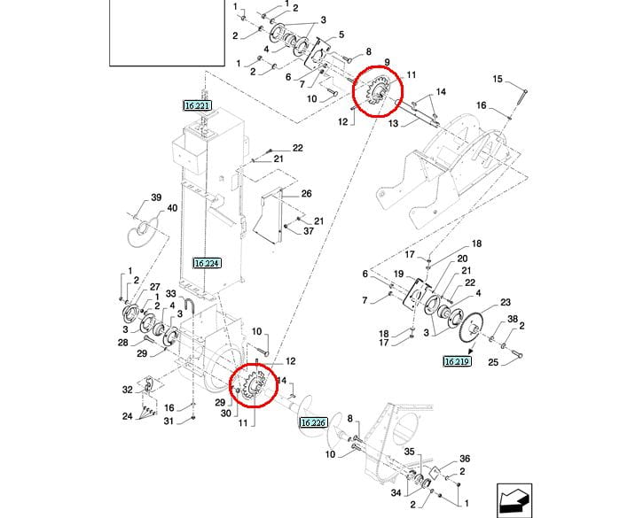ШЕСТЕРНЯ ЗЕРНИСТОГО КОНВЕЙЕРА NEW HOLLAND 84437648-84437715