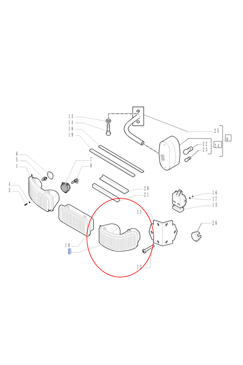 ПЕРЕДНЯЯ ЛЕВАЯ ЛАМПА ДЛЯ ТРАКТОРА CASE CNH 87455684