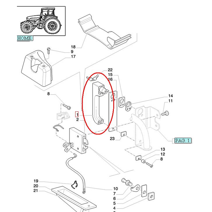 РУЧКА ДВЕРИ NEW HOLLAND CASE 82019604